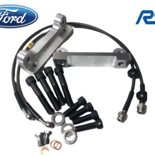 Pack adaptateurs YBT Ford Focus RS MK2 + durites renforcés aviations sur mesure étriers Brembo 4 pistons 336X28mm