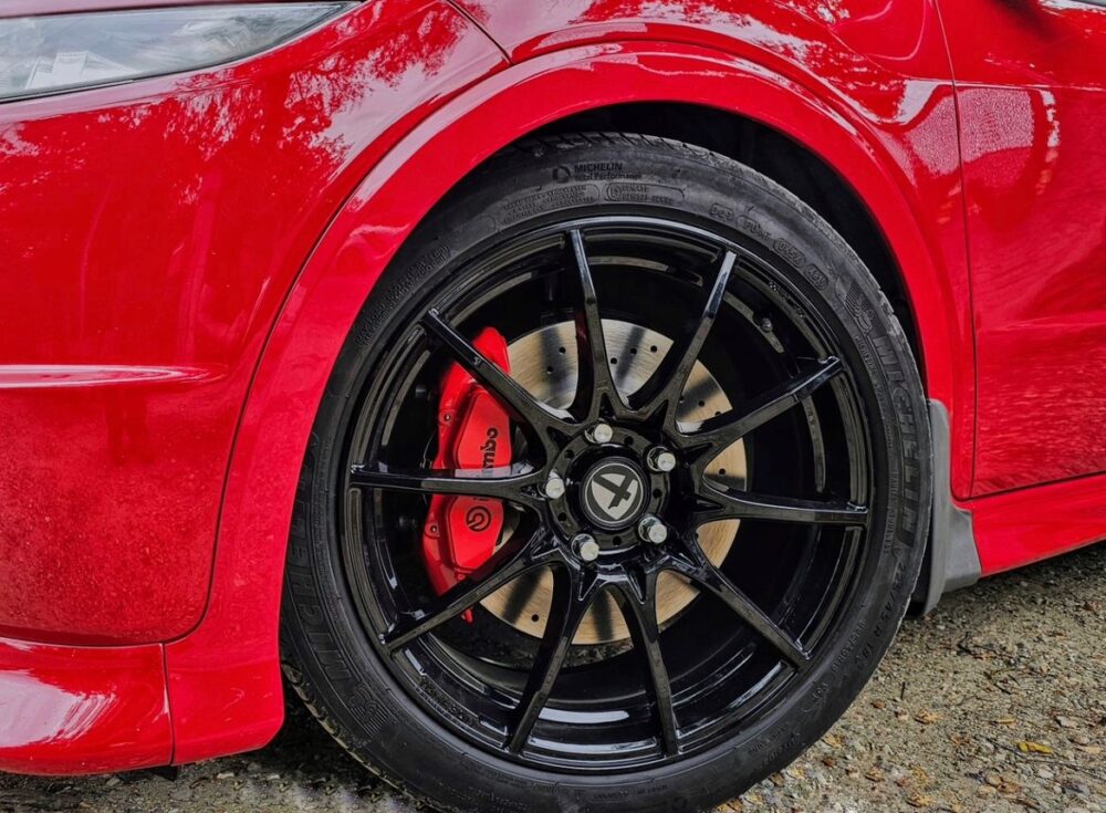 Pack adaptateurs YBT Honda Civic Type R EP3 FN2 + durites renforcés aviations sur mesure étriers Brembo 4 pistons – Image 5